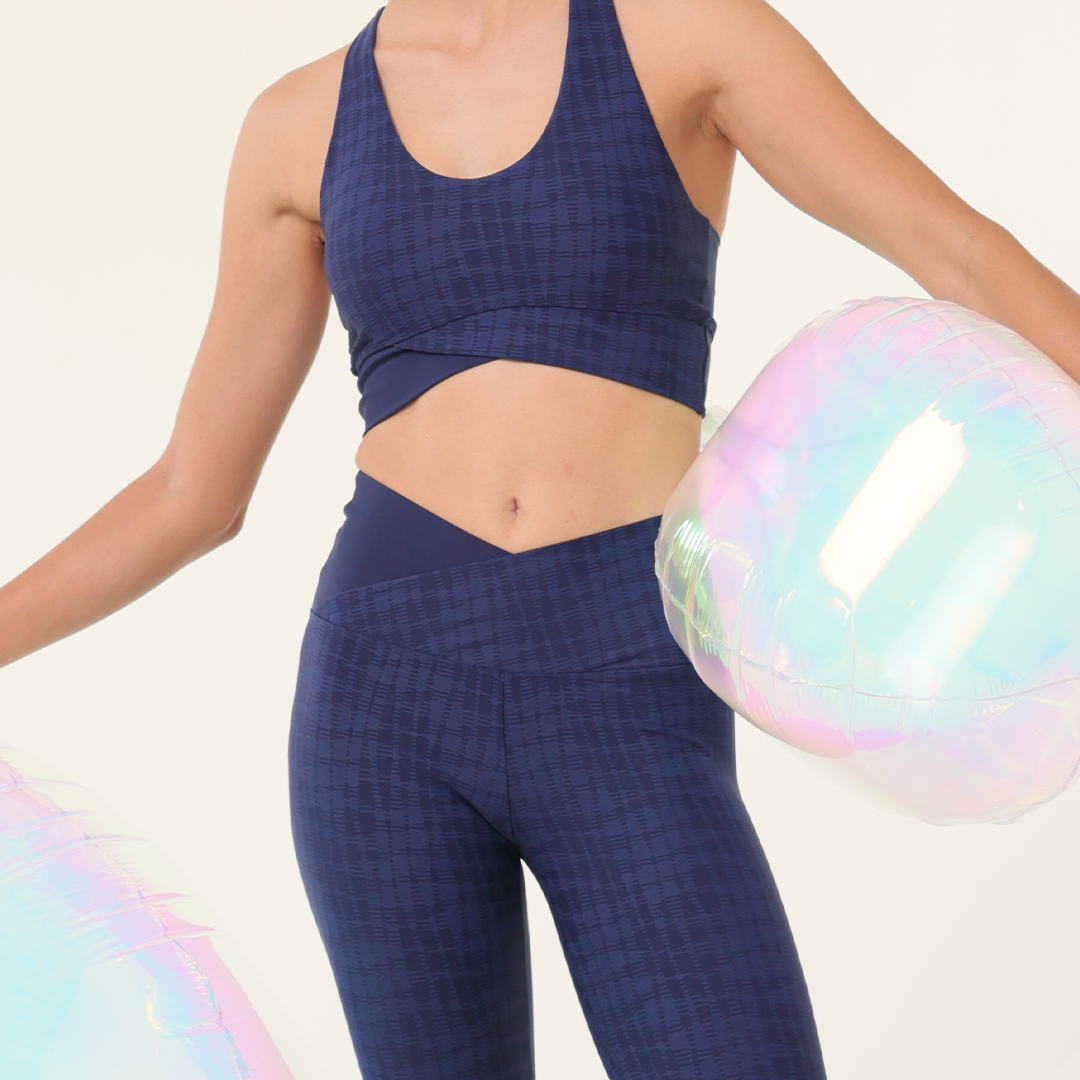 Legging Cruzado Cuadros Azul