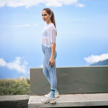 Legging Insectos Azul con Detalle Blanco