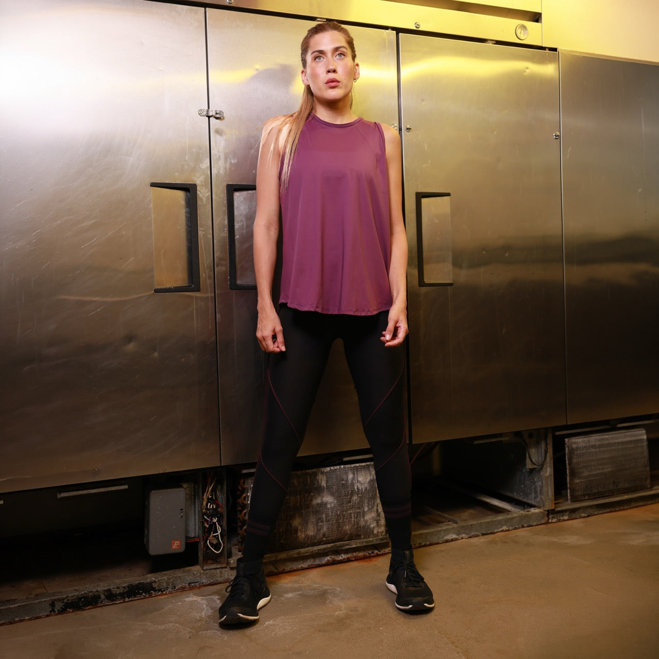Legging Negro con Detalle Morado