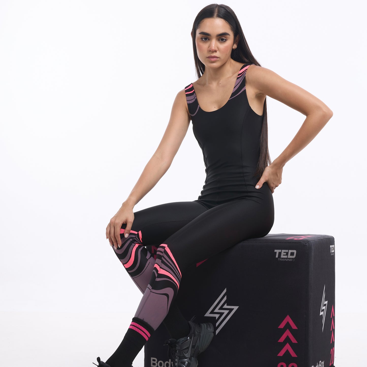 Enterizo Largo Ondas Negro