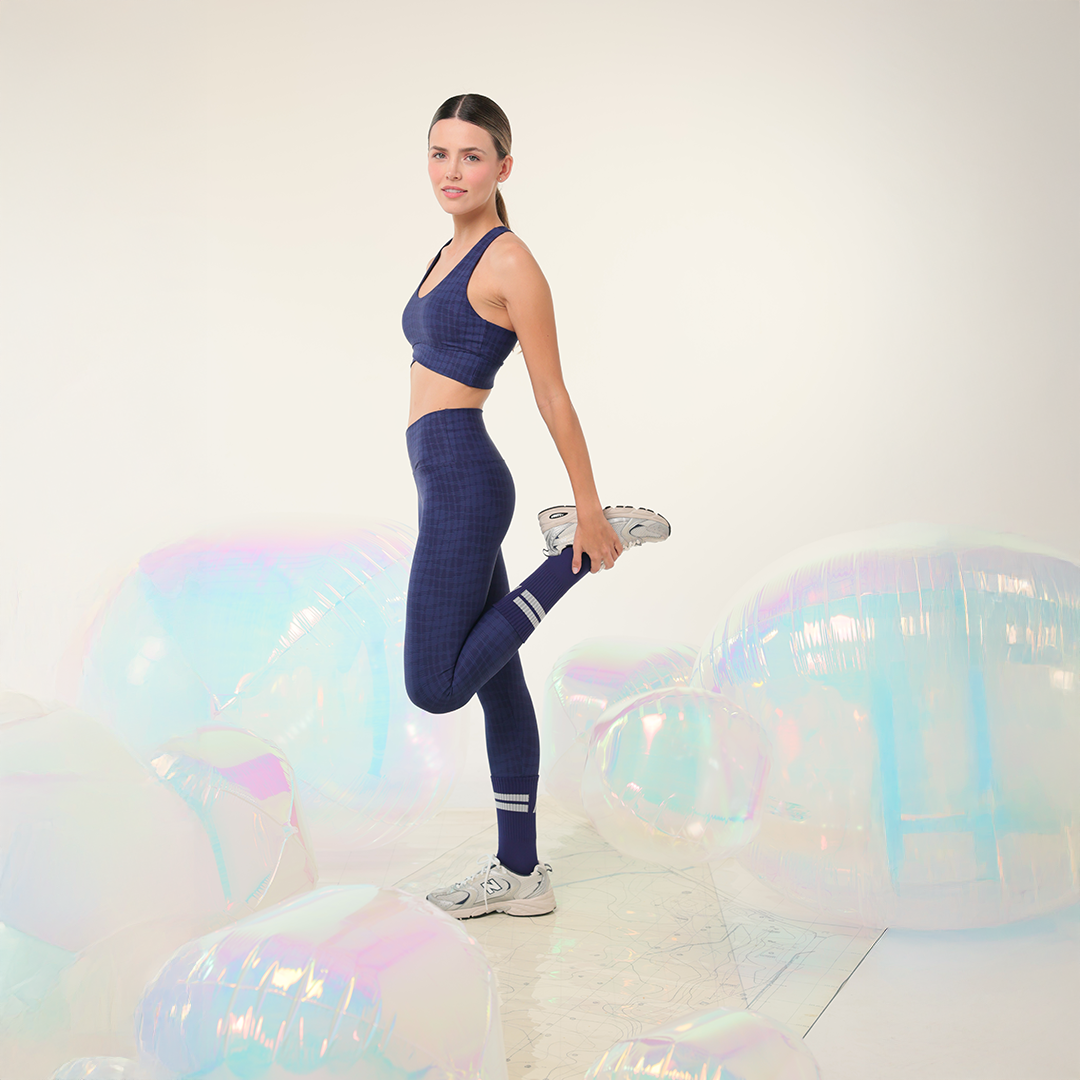 Legging Cruzado Cuadros Azul