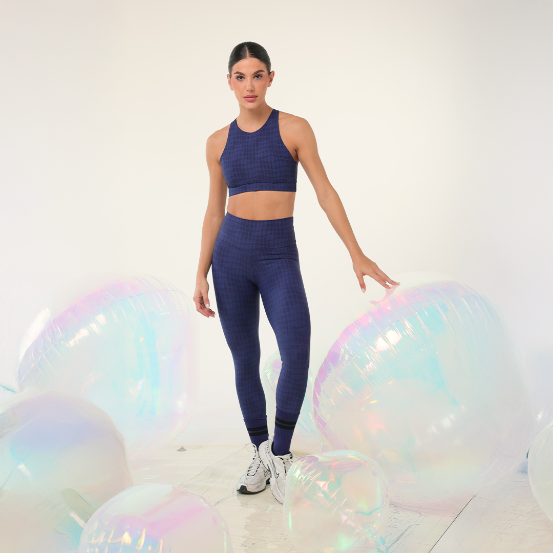 Legging Cuadros Azul